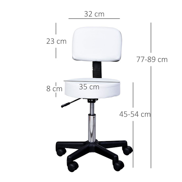 Rootz Roll Kruk - Wit - Pu - cm x 12,59 cm x 9,05 cm