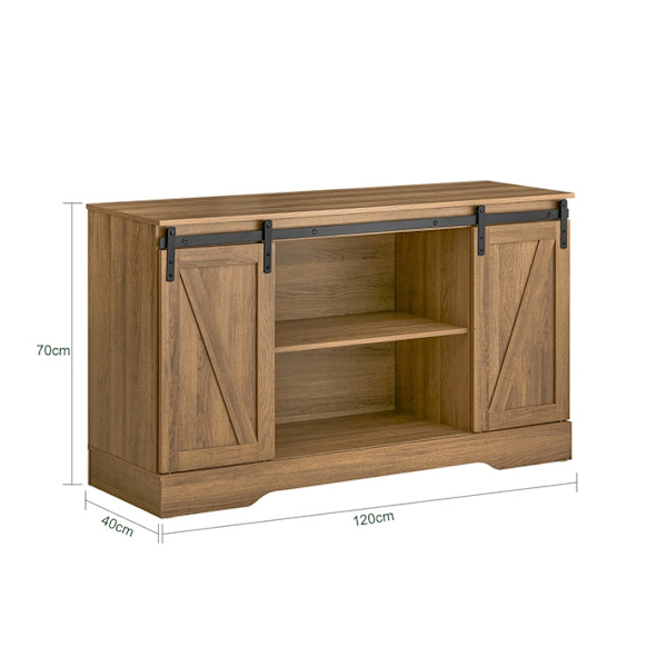 Rootz Moderne skænkskab - Kommode - TV stativ - Skydedøre - Justerbare hylder - Rummelig opbevaring - PB(E1) Materiale - 120cm x 70cm x 40cm
