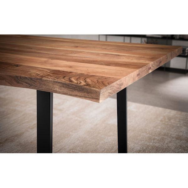 Rootz Massivt akacietræ Spisebord - Køkkenbord - Rektangulært bord - Naturligt trækorn - Unikt trækantdesign - Justerbare højdeknapper - 140 cm x 80 c