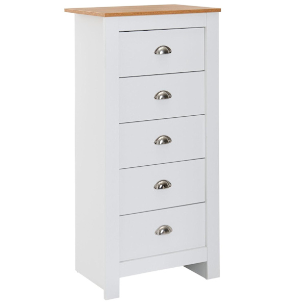Rootz skänk med 5 lådor 53x114x39 cm byrå vit - ek modern - Design skänk hög smal - byrå vardagsrum