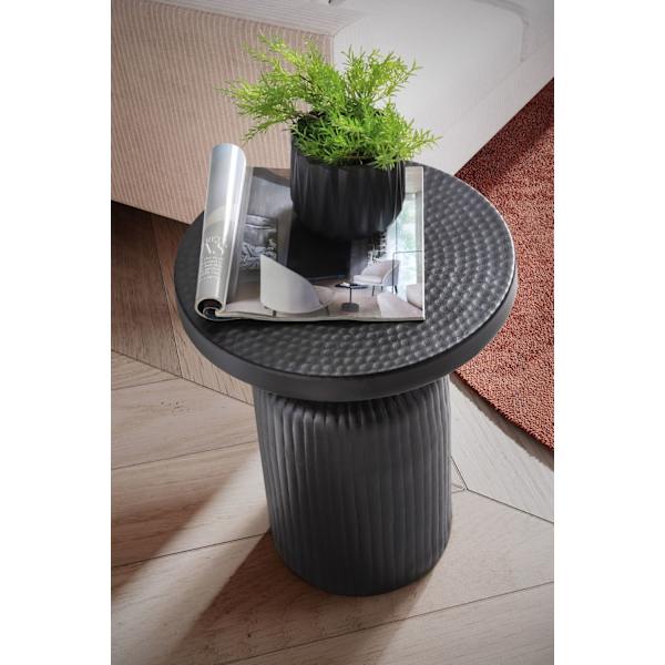 Rootz Modern Design Sidebord - Rundt bord - Elegant Lamellook - Håndlavet - Pulverlakeret aluminium - 40cm x 40cm x 50cm