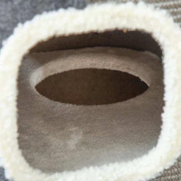 Rootz Cat Scratch Barrel - Kattskrapstolpe - 3 nivåer Cat Tree - Klätterträd för katter - Kattmöbler - Polyester - Grå/Vit - 40 x 40 x 74 cm