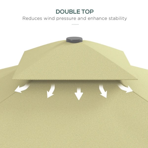 Rootz Parasols Paraply - Cantilever Paraply - Dekorativ kant - Ventilationskapell - Offset design - Paraplytak - Metall-polyester - Beige - 2,4x2,4x2,