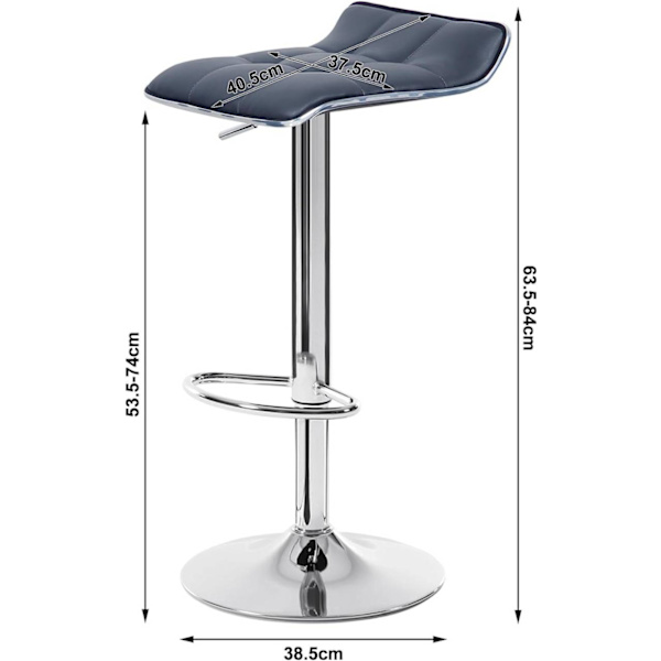 Rootz Barpall - Justerbar bänkstol - Svängbar barstol - Ergonomisk design - Hållbar konstruktion - Snygg look - 38cm x 40cm, Höjd 64cm-86cm