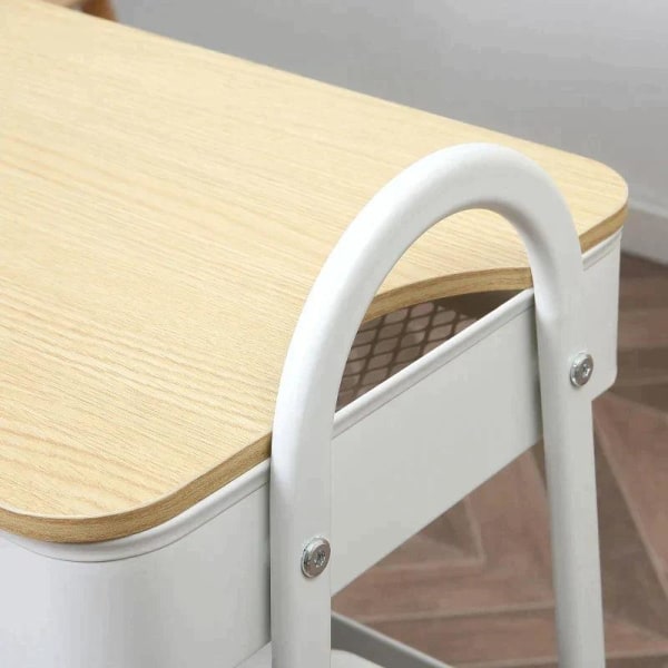 Rootz Köksvagn - Vagn - 3 hyllor Vagn - Med 3 korghyllor - Stål/PP Plast - Vit - 45 x 31 x 79,4 cm