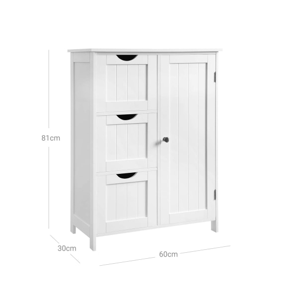 Rootz badrumsskåp - Förvaringsorganisator - Skåp - MDF - Skräpfri lösning - Mångsidig användning - Vit - 60cm x 30cm x 81cm