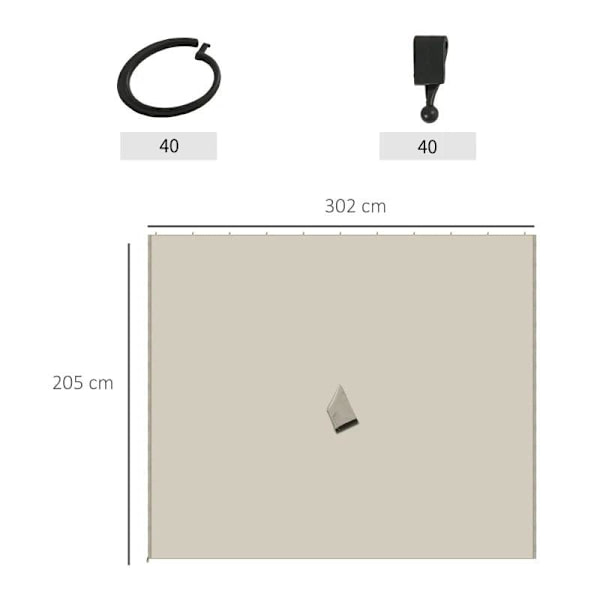 Rootz 4 -sivupaneelit - Huvimaja koukuilla - Sivupaneelit huvimajaan - Sivupaneelit Juhlateltta - Polyesteri - Beige - 302 x 205 cm