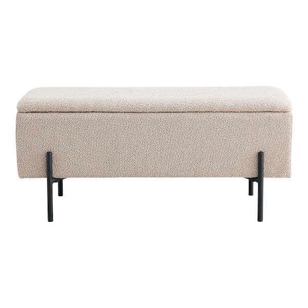 Rootz Watford Bench - Bouclé klädda bänk - förvaring ottoman - stilfullt & funktionellt - 95 cm x 36,5 cm x 43 cm