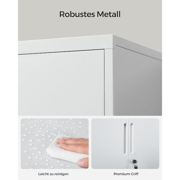 Rootz teräsmetallikaappi - harmaa säilytyskaappi - iso kaappi - säädettävät hyllyt - 40cm x 80cm x 90cm
