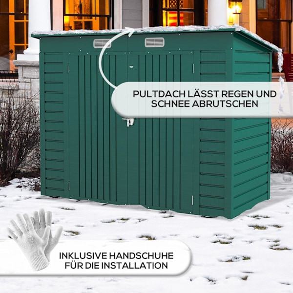 Rootz Steel Garden Tool Shed - Opbevaringsskur - Udstyrshus - Sikker opbevaring - 249b x 121t x 166/183h cm