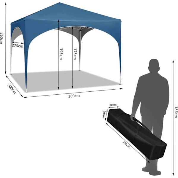 Rootz Premium Outdoor Gazebo - Eventtält - Partykapell - Robust konstruktion - Vattentät - Justerbar höjd - 3x3m