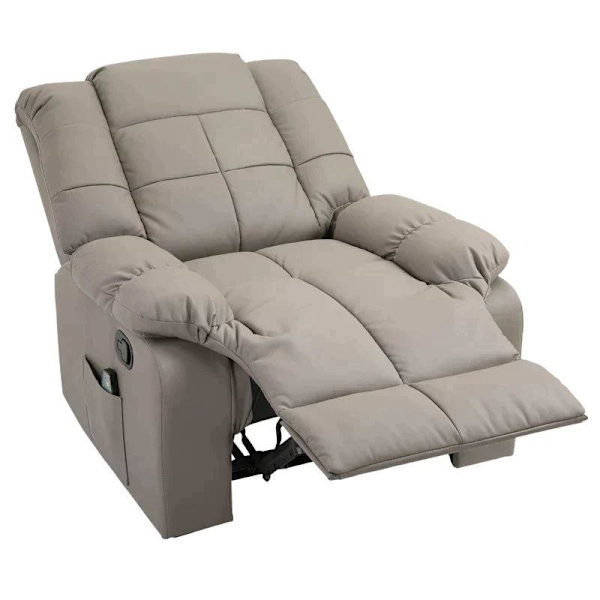 Rootz Massagestol - Elmassagestol - Avslappningsstol - Tv-stol - 8 Massagefunktion - Tiltbar Med Fjärrkontroll - Läderimitation - Grå - 94 x 99 x 99 c