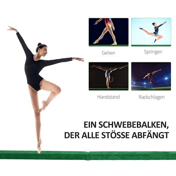 Rootz Foldegymnastik Balancebjælke - Træningsbjælke - Ruskindsbetræk - Skridsikre fødder - Hængsler i rustfrit stål - Fyrretræ - 210 cm x 10 cm x 6,5