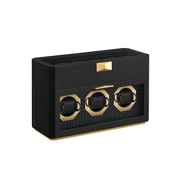 Rootz Watch Box för 9 klockor - Vitrine - Organizer - Bläck svart glasfönster - PU-läder - 16,2 cm x 40 cm x 25,3 cm