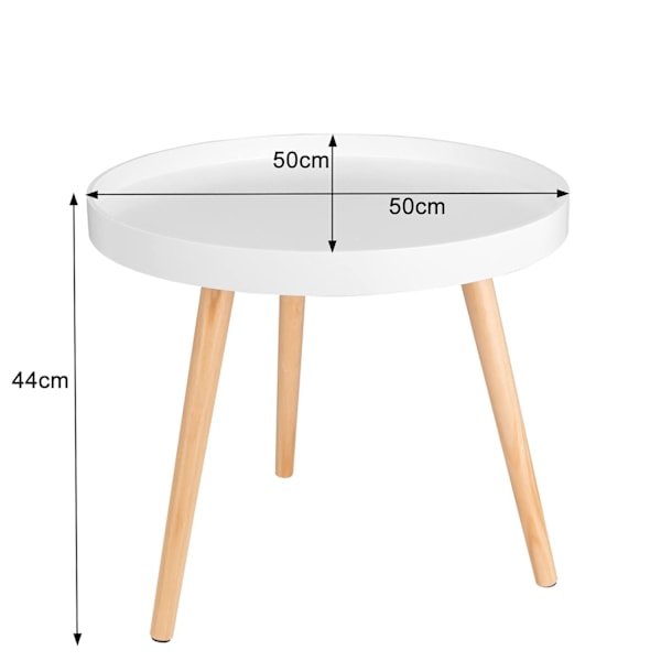 Rootz sidebord - kaffestativ - sengebord - dagligstue accent - lounge stativ - endebord - hvid - 50 x 44 cm (ø x H)