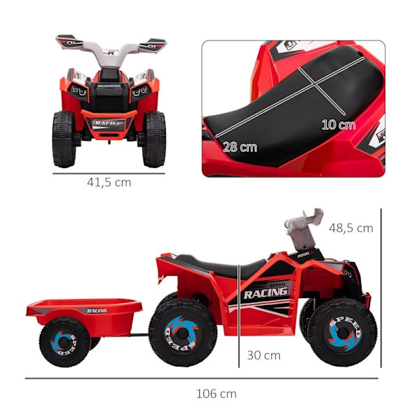 Rootz børnequad - ATV til børn - Elektrisk legetøj til kørestol - Udvikling af motoriske færdigheder - 106 cm x 41,5 cm x 48,5 cm