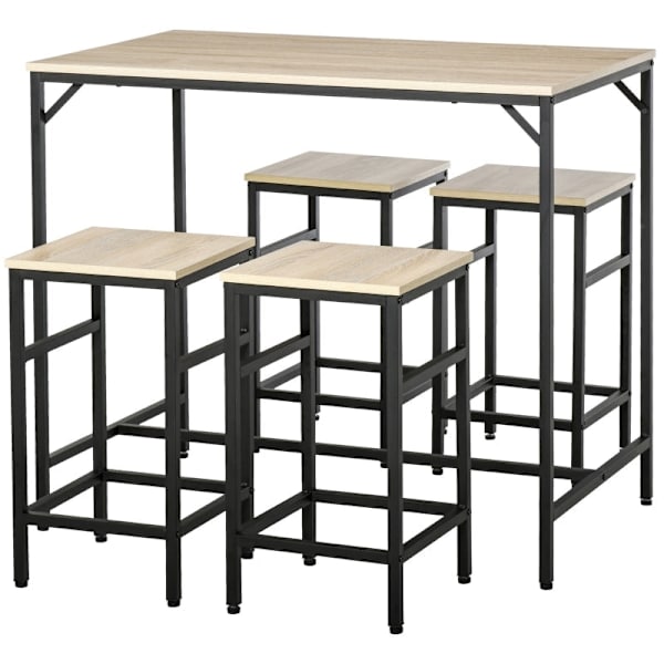 Rootz 5-delade barbordsset - Matsalsset - Köksmöbler - Utrymmesbesparande design - Robust konstruktion - Förbättrad stabilitet - 100L x 60W x 88H cm (
