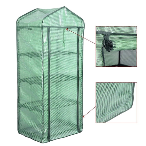 Rootz Folie Drivhus 2/3 Etager - Lille Drivhus - Tomathus - Plantebeskytter - 69cm x 49cm x 158cm - 140g/m2 PE Mesh