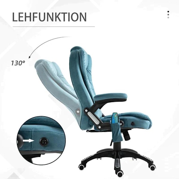 Rootz Massagestol - Drejestol - Spillestol - Kontorstol - Blå - 67 x 74 x 107-116 cm