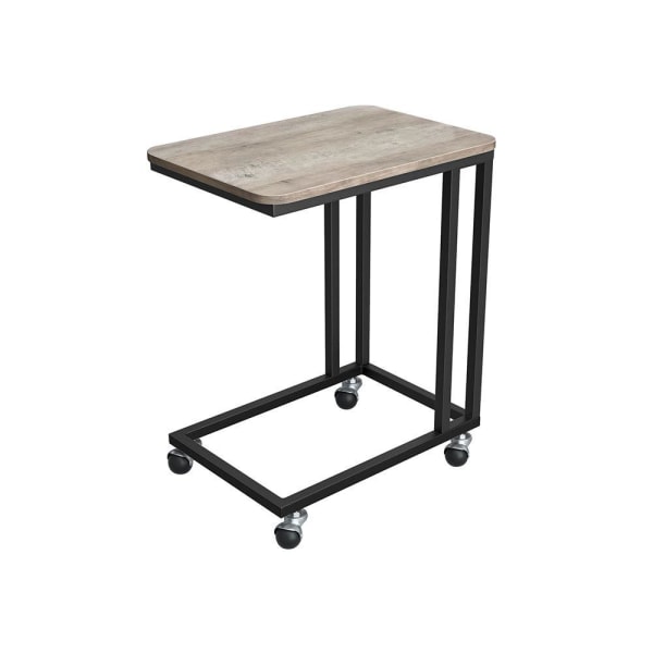Rootz sofabord - Sofabord med hjul - Moderne sofabord - Industrielt sofabord - Rustikt sofabord - Spånplade - Stål - Greige-Sort - 50 x 35 x 55 cm (L