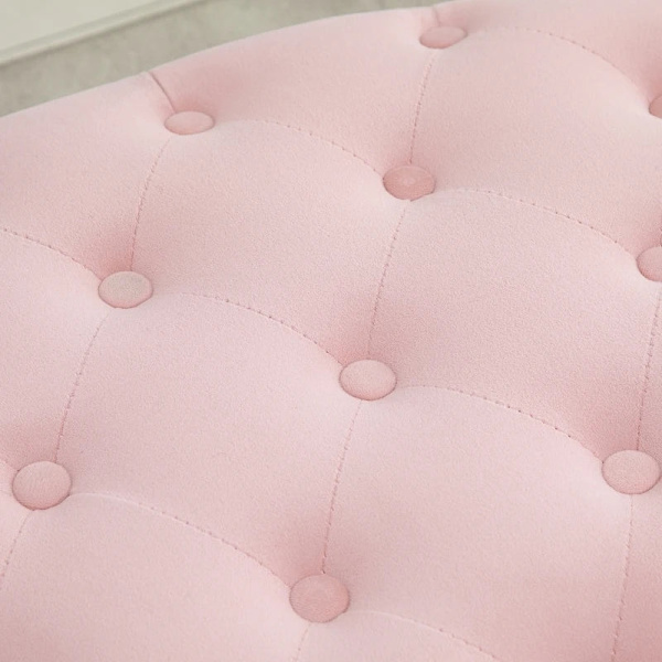 Rootz Bänk - Klädd bänk med förvaringsutrymme - Bröstbänk - Oval form - Hall - Sovrum - Vardagsrum - Sammetslen - Polyester - Rosa - 71 x 52 x 42 cm