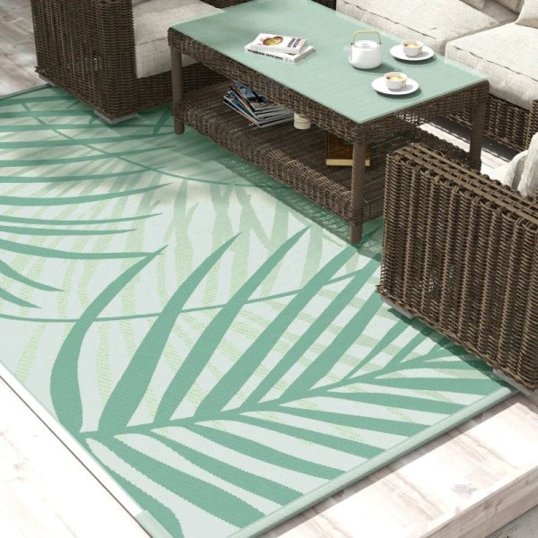 Rootz Outdoor matto - Patio matto - Säänkestävä - Moderni muotoilu - Kuitukangas - Vihreä + Kerma - 365 cm x 274 cm x 0,3