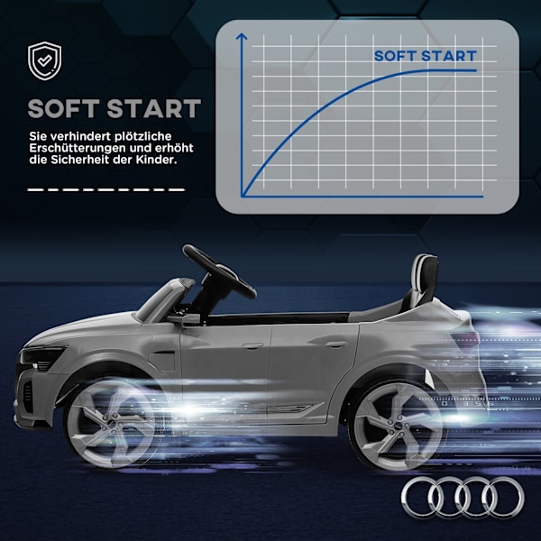 ROOTZ 12V Audi Q8 ETRON ELEKTRISK BØRNE BIL - Fjernstyret - Ride -On Vehicle - Forlygter og musik - 98 cm x 49,5 cm x 43 cm