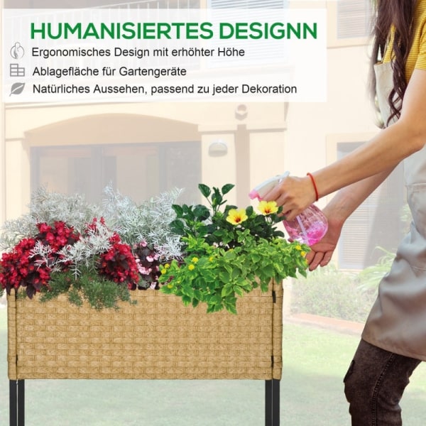 Rootz Upphöjd bäddplanterare Trädgårdsbädd - Förhöjd plantering - Utomhusplanterare - Slitstark PE-rotting - Ergonomisk design - Mångsidiga plantering