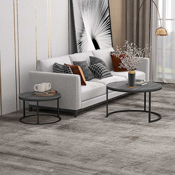 Rootz 2 Set soffbord - Sidobord - Sofatisk - Spacebesparing - 78,5x78,5x46,5cm & 59x59x36,5cm - grå metallram