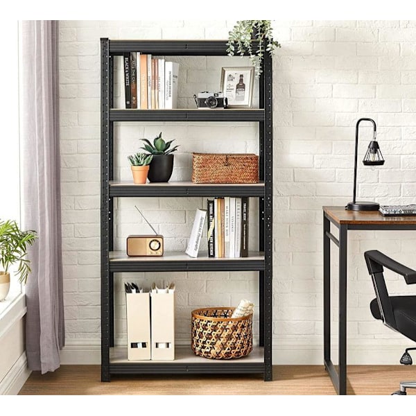 Rootz opbevaringsstativ - opbevaringshylder - kraftige reoler - 5 niveauer opbevaringsstativ - metalopbevaringshylder - sort - 150 x 75 x 30 cm