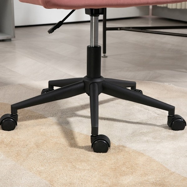 Rootz Pink Velvet Swivel Office Chair - Modern skrivbordsstol - Justerbar i höjdled - Hudvänlig stoppning - 58cm x 58,5cm x 78-86cm