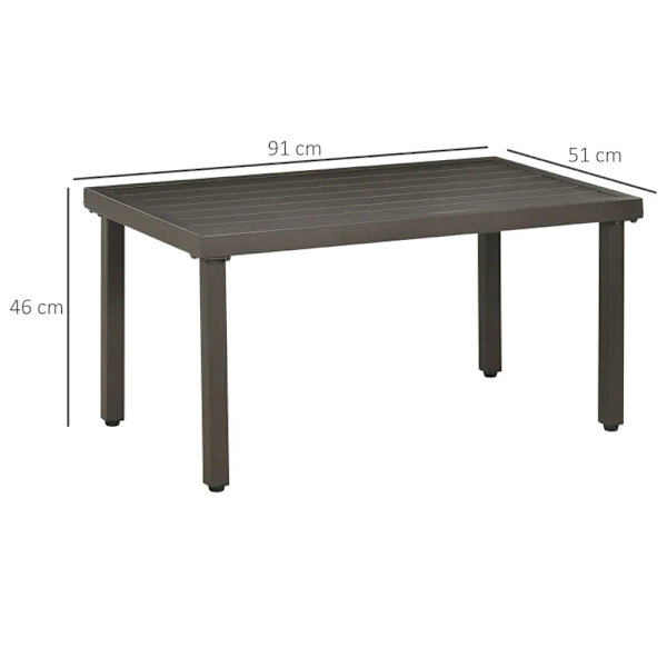 Rootz Havebord - Sidebord - Stålstel - Metalplade - Brun - 91 x 51 x 46 cm