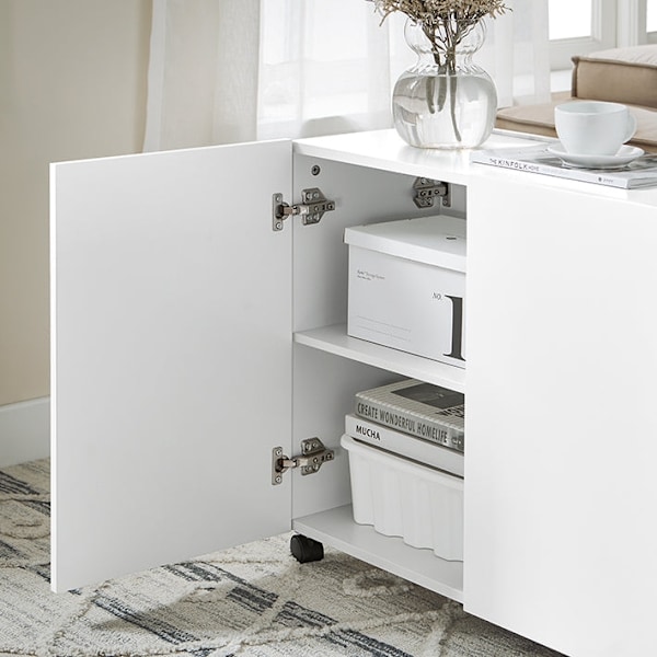 Rootz Mobile -hakemuskaappi - Asiakirjojen varastointi - Office Organizer - Helppo Access -laatikot - 31x60x70cm - MDF & Glass - 5 pyörää liikkuvuutta