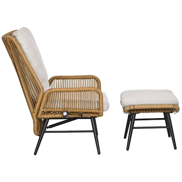 Rootz Polyrattan Havestole og skammelsæt - Udendørsmøbler - Terrassesæder - Justerbart ryglæn - Vejrbestandigt - Skridsikre fødder - 67W x 83D x 94H c