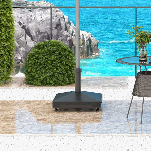 Rootz Parasol Stand - fyrkantig paraplyhållare - Rollerbar bas - 21 kg kapacitet - enkel rörlighet - 45 cm x 45 cm x 40 cm
