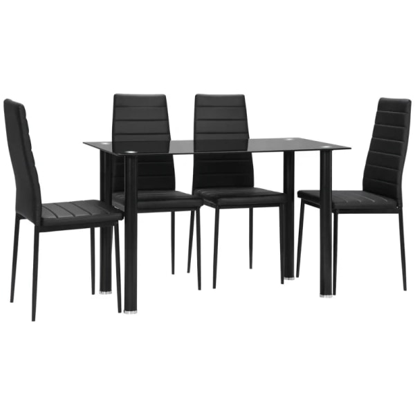 Rootz Matgrupp - Matbord med 4 stolar - Modern design - Glasbord - konstläder - Svart - 120cm x 60cm x 97cm