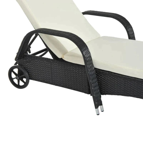 Rootz Garden Lounger - Mobil havelounger - Sun Lounger - Rattan Lounger - Polyrattan/metal - Sort - 200 X 73 X 30-103 Cm