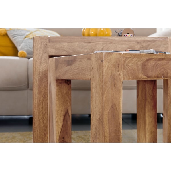 Rootz 3-delade häckbord - Massivt trä - Acacia - Handgjorda - Utrymmesbesparande - Unik ådring - 45cm x 50cm x 36cm