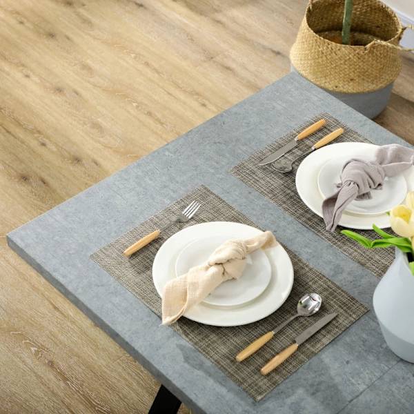 Rootz Matbord - Köksbord - Stone Look Bordsskiva - Stålben - MDF - Grå + Svart - 140 x 80 x 76 cm