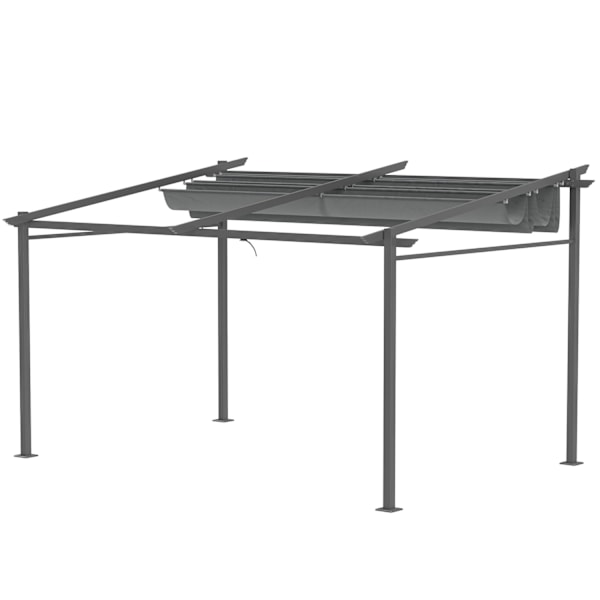 Rootz mørkegrå pergola - Terrasse Tag - Udtrækkelig baldakin - Sol og skygge - 3,97 m x 2,95 m x 2,3 m