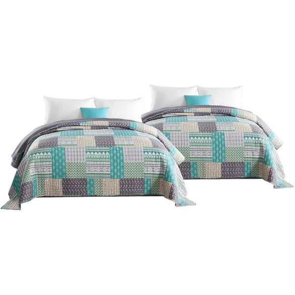 Rootz Luxurious Patchwork sengetæppe - Quiltet dyne - Vendbart b