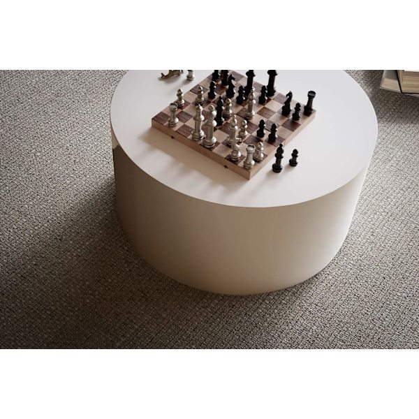 Rootz Elegant -sohvapöytä - Pyöreä pöytä - Kiiltävä pinta - Valkoinen - Kaukosäädinhylly - Usean huoneen käyttö - Lattian suojaus - 60cm x 60cm x 30cm