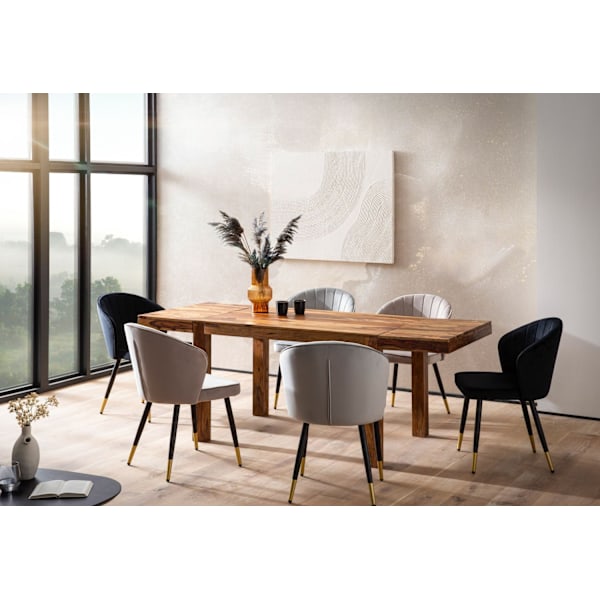Rootz Rectangular Dining Table - Timeless Design - Solid Wood Table - sträcker sig till 200 cm - Sits 10 - 200 cm x 80 cm x 76 cm