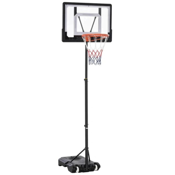 Rootz Basketställ - Höjdjusterbart basketsystem för barn - Basketbåge med hjul - Utsida - Stål - PVC - HDPE - Svart - 83 x 75 x 206-260 cm