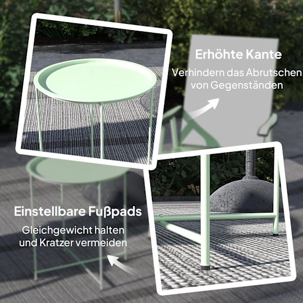 Rootz Round Garden Table - Terrace Table - Steel Exterior Table - Fjernelig bakke - Foldbart design - Ø46 x 50 cm