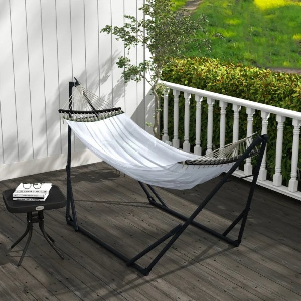 Rootz Hängmattor - Hängstolar - Hängmattor - Krokar - Bärväska - Stolsstativ - Lämplig balkong - Nylontyg - Stål-polyester - Svart-vit - 263l X 89W X