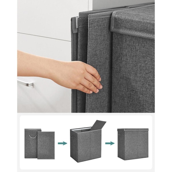 Rootz Tvättkorg - Tvättkorg med 2 fack - Klädkorg - Plasttvättko