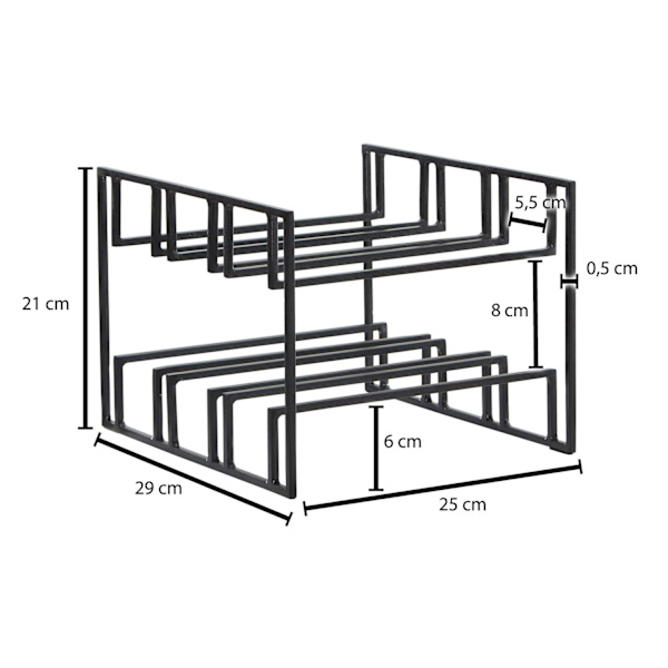 Rootz vinflaskhållare för 6 flaskor 29x21x25 cm vinställ svart metall - Flaskhållare Iron Modern - Vinställ vinhållare bord kök