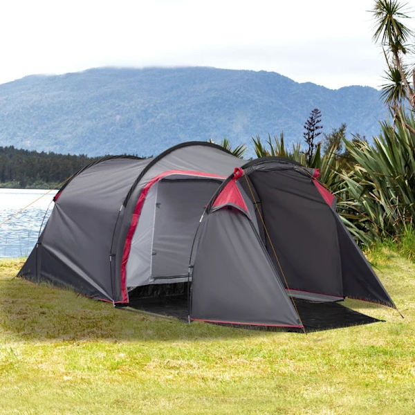 Rootz Camping Teltta - Pop Up -teltta - 2-3 henkilöä - Eteinen - Makuutila - Vedenpitävä - Kantokassi - Polyesteri-lasikuitu - Tummanharmaa - 426L x 2