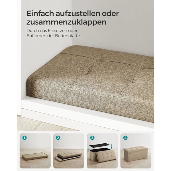 Rootz Polstret Opbevaring Ottoman - Sædekiste - Fodskammel - Linnedstof - 38cm x 76cm x 38cm